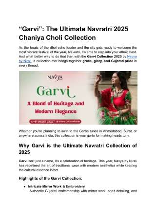Garvi Collection 2025_ The Ultimate Navratri Chaniya Choli You Need