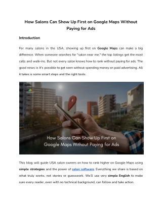 How Salons Can Show Up First on Google Maps Without Paying for Ads