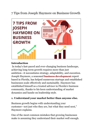 Joseph Haymore  Florida Business Growth Strategist