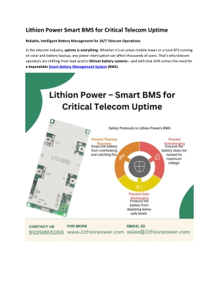 lithion power smart bms for critical telecom