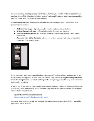 Shop Medium & Dual Zone Wine Fridges - LeCavist