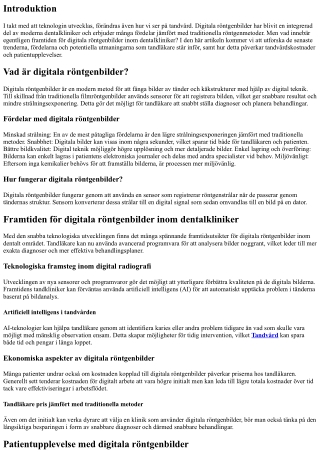 “Framtiden för digitala röntgenbilder inom dentalkliniker”