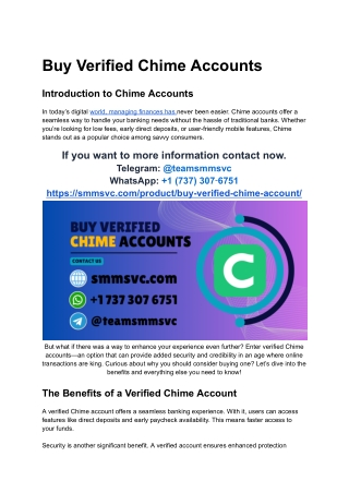 Buy Verified Chime Accounts Online