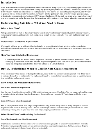 DIY vs. Professional: When to Call for Auto Glass Replacement