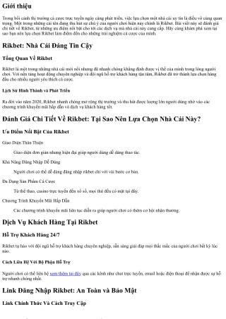 Đánh Giá Chi Tiết Về Rikbet: Tại Sao Nên Lựa Chọn Nhà Cái Này?