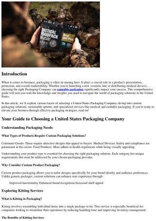 Your Guide to Choosing a United States Packaging Company