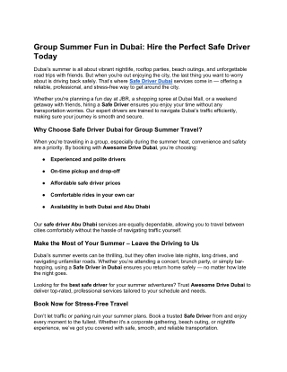 Group Summer Fun in Dubai_ Hire the Perfect Safe Driver Today