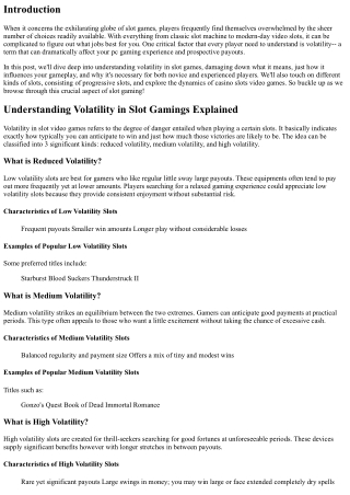 Understanding Volatility in Port Gamings Explained