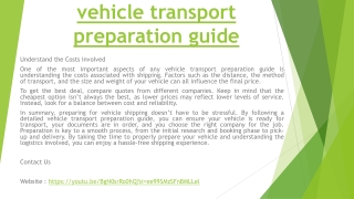 vehicle transport preparation guide