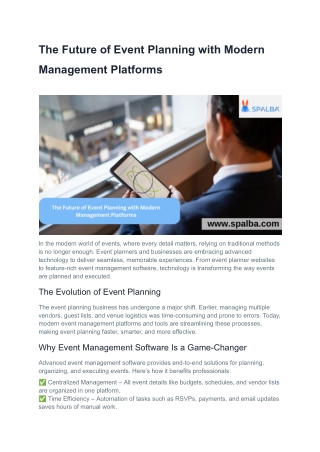 The Future of Event Planning with Modern Management Platforms