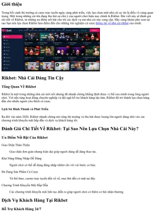 Đánh Giá Chi Tiết Về Rikbet: Tại Sao Nên Lựa Chọn Nhà Cái Này?