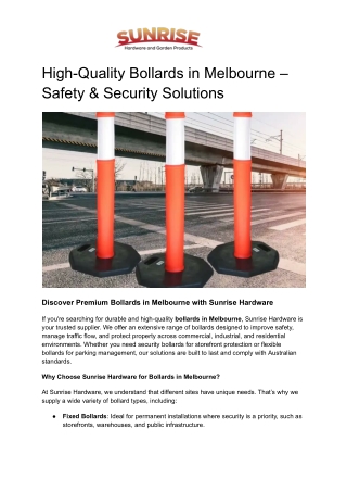 High-Quality Bollards in Melbourne – Safety & Security Solutions