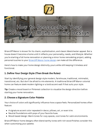 How to Personalize Your Briarcliff Manor Home Design