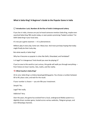 What Is Satta King_ A Beginner’s Guide to the Popular Game in India