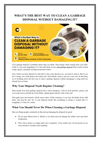 How to Clean Your Garbage Disposal Safely Without Causing Damage