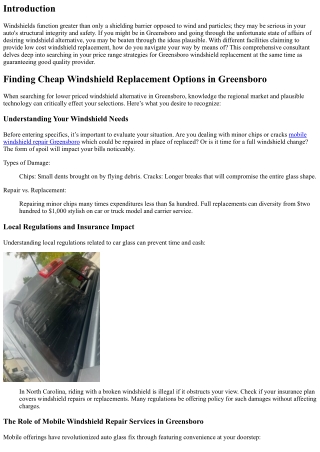 Finding Cheap Windshield Replacement Options in Greensboro