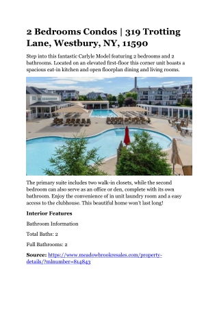 2 Bedrooms Condos | 319 Trotting Lane, Westbury, NY, 11590