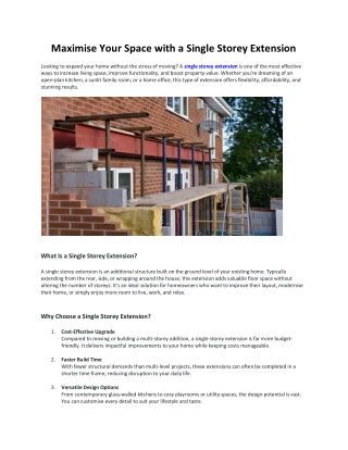 maximise your space with a single storey extension