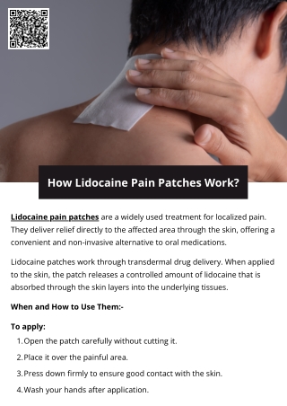 How Lidocaine Pain Patches Work?