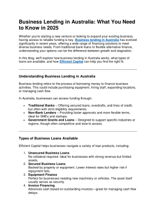 Business Lending in Australia What You Need to Know in 2025