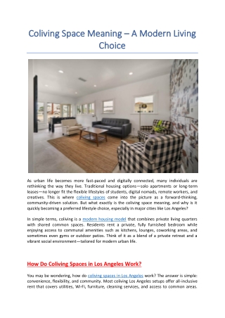Coliving Space Meaning – A Modern Living Choice