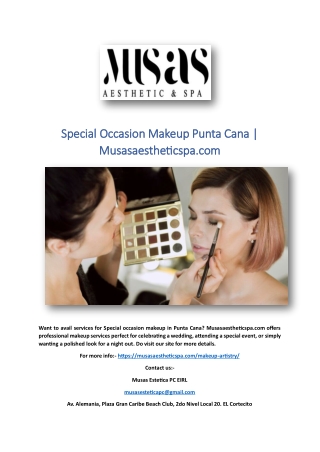 Special Occasion Makeup Punta Cana | Musasaestheticspa.com