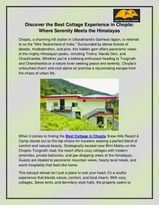 Best cottages in Chopta