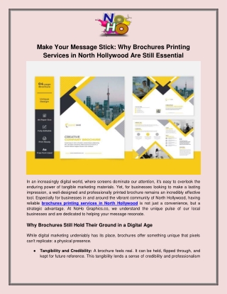 Why Brochures Printing Services in North Hollywood Are Still Essential