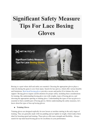 Safety Tips for best Lace Boxing Gloves | Hit N Move
