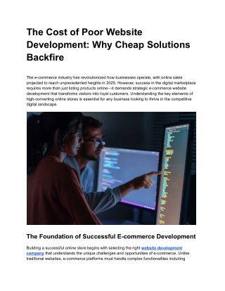 the cost of poor website development why cheap