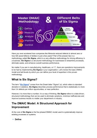 A Complete Overview of DMAIC and the Six Sigma Belt Levels