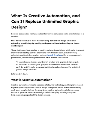 Creative Automation vs Unlimited Graphic Design: Full Guide | Cueball Creatives