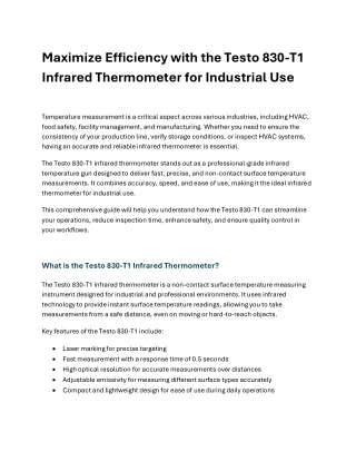 Testo 830-T1 Infrared Thermometer for Industrial Use