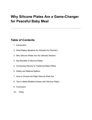 Why Silicone Plates Are a Game-Changer for Peaceful Baby Meal