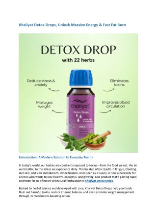 Khaliyat Detox Drops, Unlock Massive Energy & Fast Fat Burn