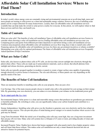 Affordable Solar Cell Installation Services Where to Find Them