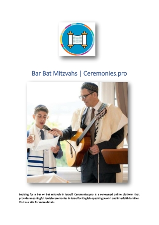 Bar Bat Mitzvahs | Ceremonies.pro