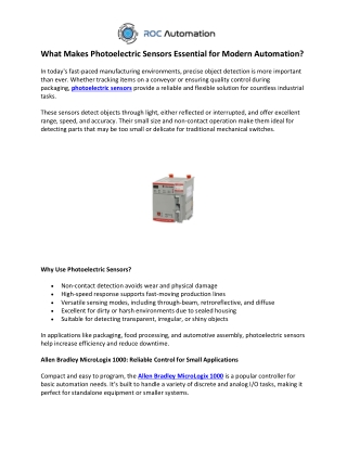 what makes photoelectric sensors essential