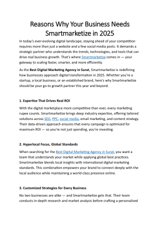 Reasons Why Your Business Needs Smartmarketize in 2025