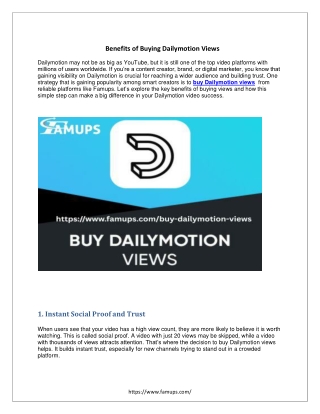 Top Benefits of Buying Dailymotion Views for Quick Growth