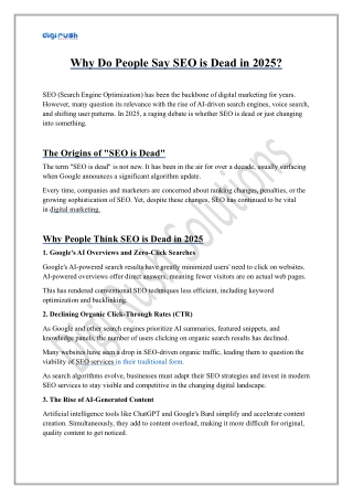 Why Do People Say SEO is Dead in 2025?