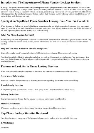 Spotlight on Top-Rated Phone Number Lookup Tools You Can Count On