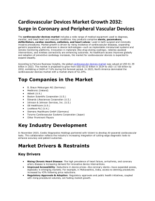 Cardiovascular Devices Market Insights 2032: AI‑Enhanced Cardio‑Surgical Robotic