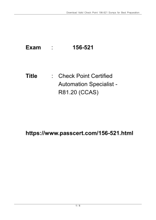 Check Point Automation Specialist R81.20 (CCAS) 156-521 Dumps