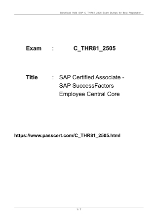 C_THR81_2505 SAP SuccessFactors Employee Central Core Dumps