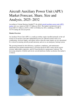 Aircraft APU Market