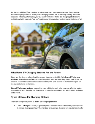 Home EV Charging Stations_ Bringing Convenience to Your Driveway