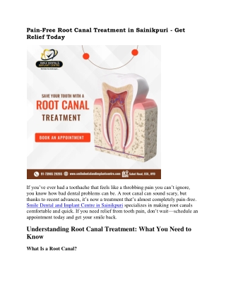 Pain-Free Root Canal Treatment in Sainikpuri - Get Relief Today