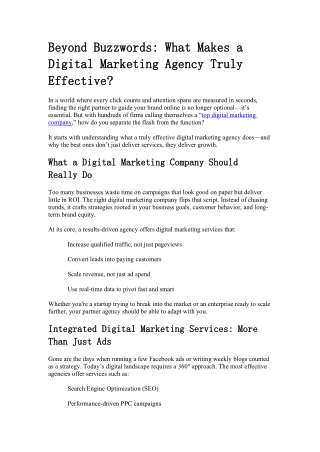 What Makes a Digital Marketing Agency Truly Effective