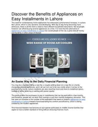 Discover the Benefits of Appliances on Easy Installments in Lahore